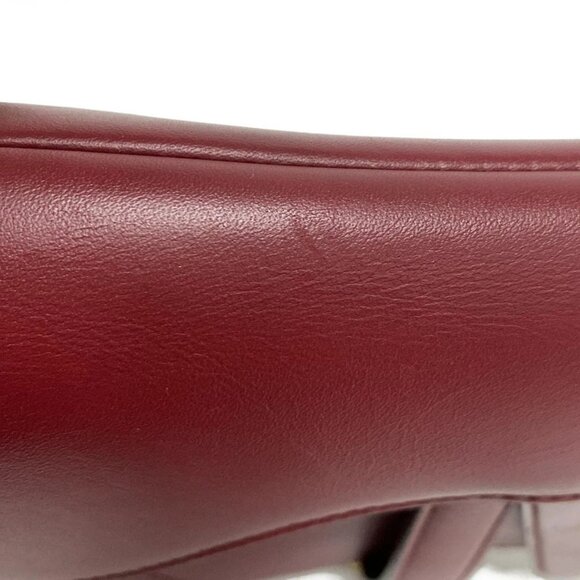 Auth DIOR/ChristianDior Saddle Bag Red Leather Handbag - Picture 13 of 16